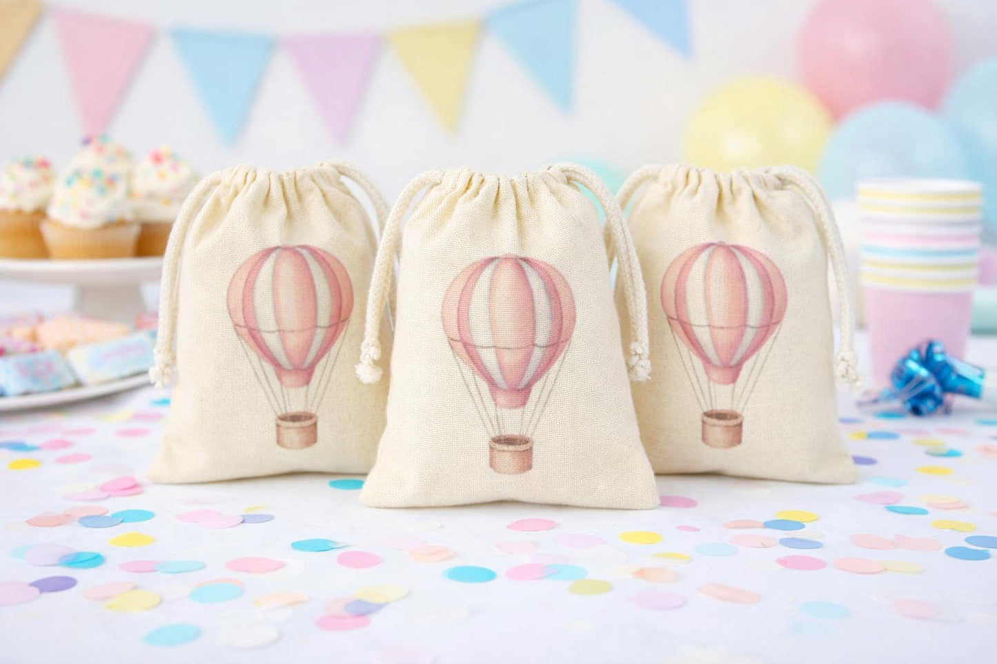 Pink Hot Air Balloon Party Favor Bags