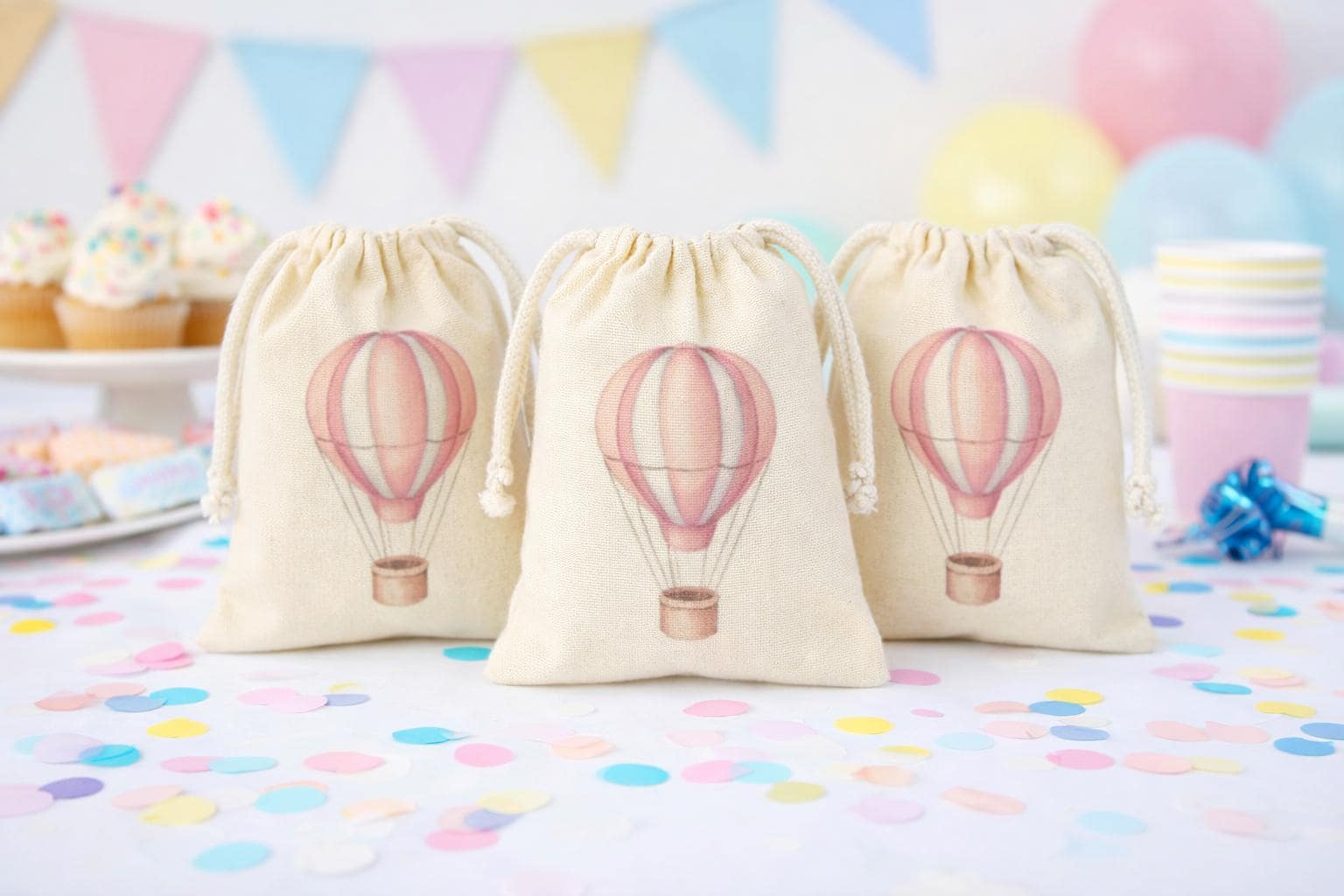 Pink Hot Air Balloon Party Favor Bags