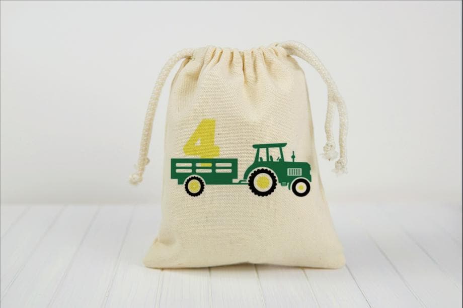 Custom Farm Tractor Birthday Favor Bags
