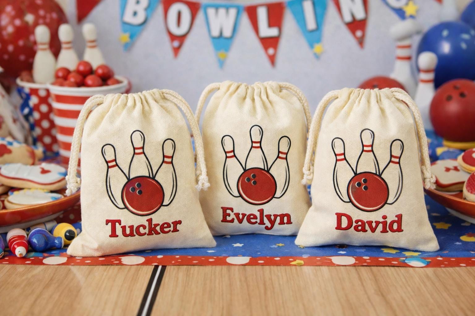 Personalized Bowling Party Favor Bags