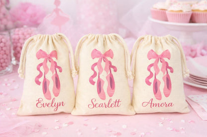 Personalized Ballet Party Favor Bags, Reusable Cotton Goodie Bag