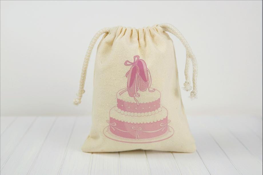 Ballet Party Favor Bags, Reusable Cotton Goodie Bag