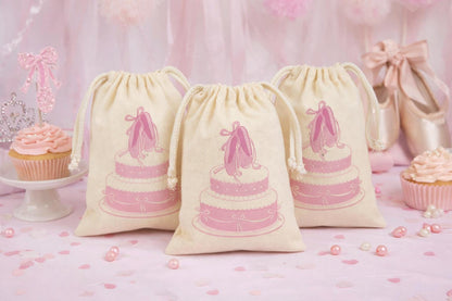 Ballet Party Favor Bags, Reusable Cotton Goodie Bag