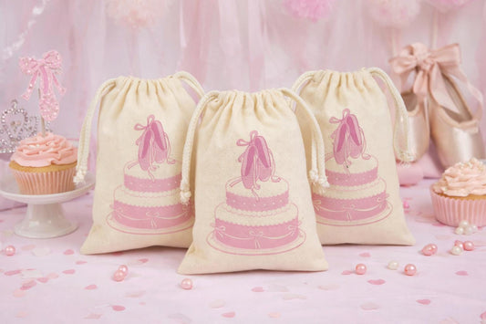 Ballet Party Favor Bags, Reusable Cotton Goodie Bag