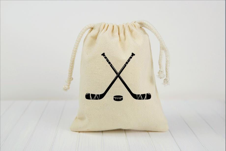 Hockey Party Favor Bags, Reusable Cotton Goodie Bag