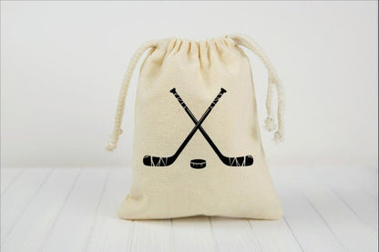 Hockey Party Favor Bags, Reusable Cotton Goodie Bag
