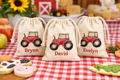 Personalized Farm Tractor Birthday Favor Bags
