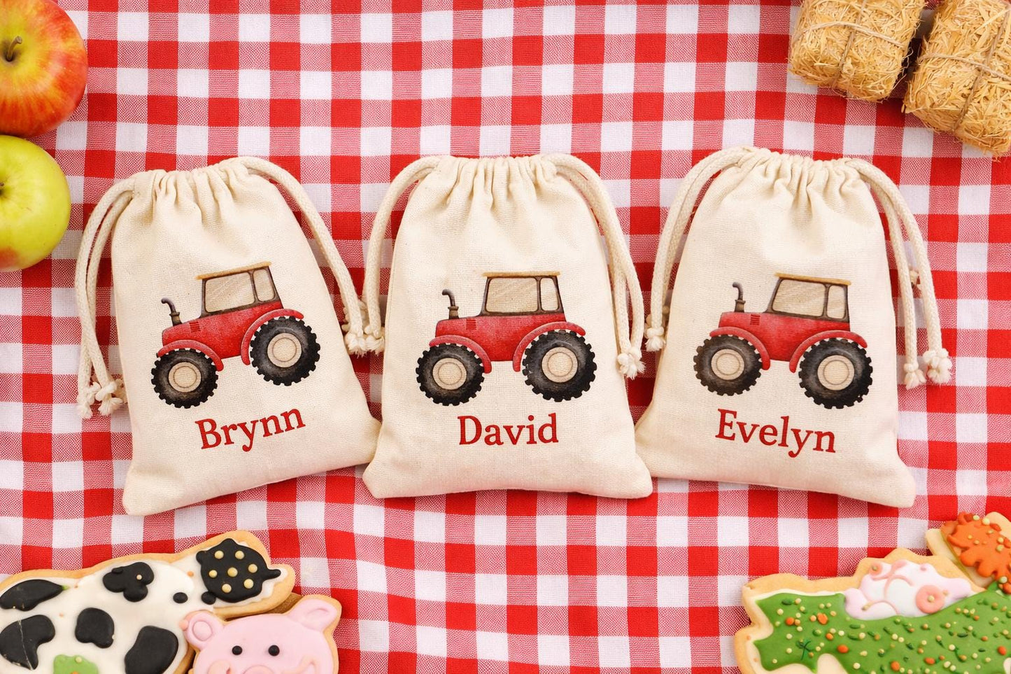 Personalized Farm Tractor Birthday Favor Bags