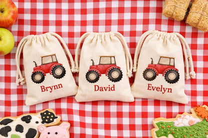 Personalized Farm Tractor Birthday Favor Bags