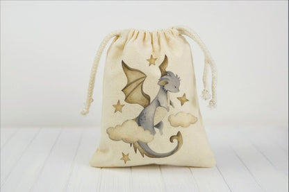 Dragon Party Favor Bags: Cotton Treat Bags - Sold Individually