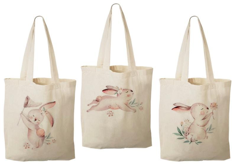 Easter Bunny Party Favor Bags - Set of Three Bags