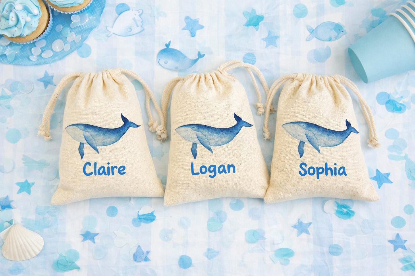 Personalized Whale Party Favor Bags
