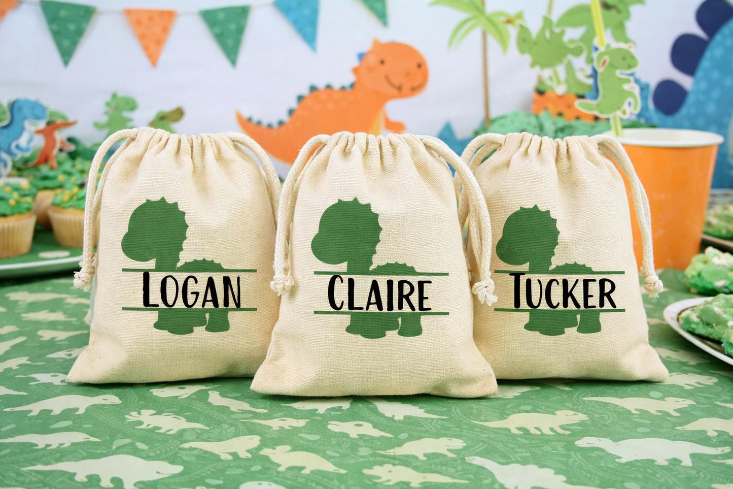 Personalized Dinosaur Birthday Party Favor Bags