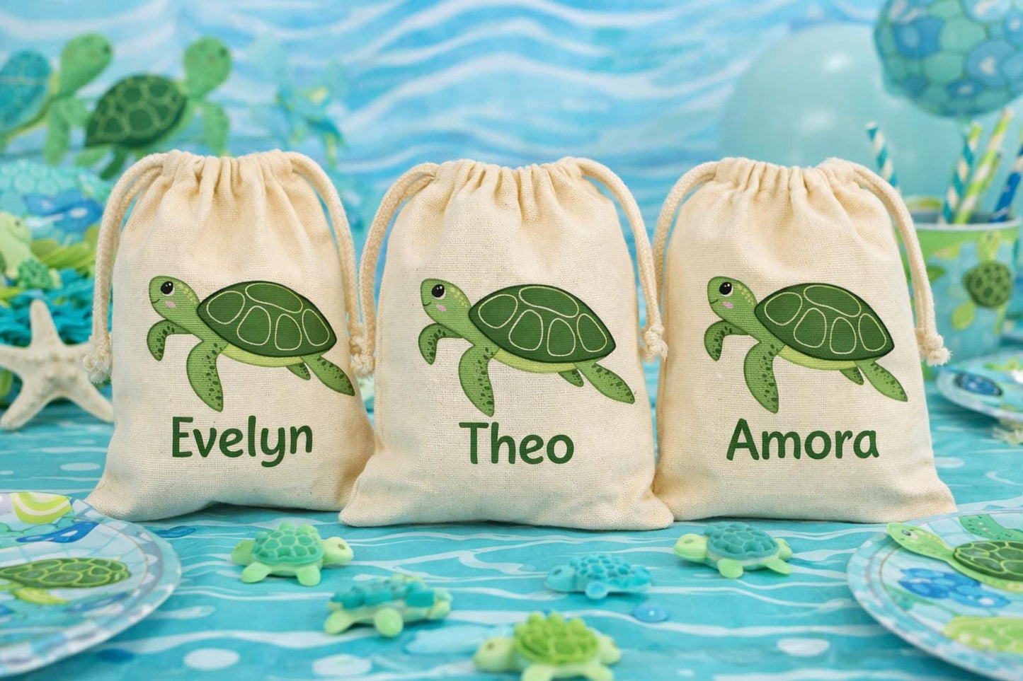 Personalized Sea Turtle Party Favor Bags
