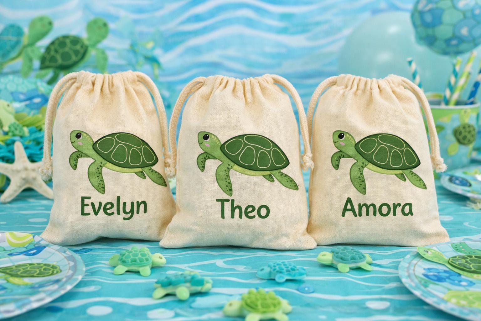 Personalized Sea Turtle Party Favor Bags