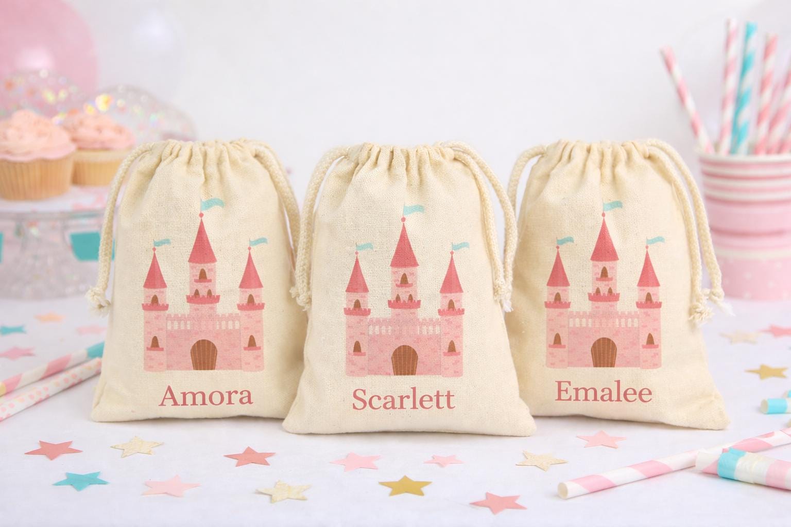 Personalized Princess Castle Birthday Party Favor Treat Bags