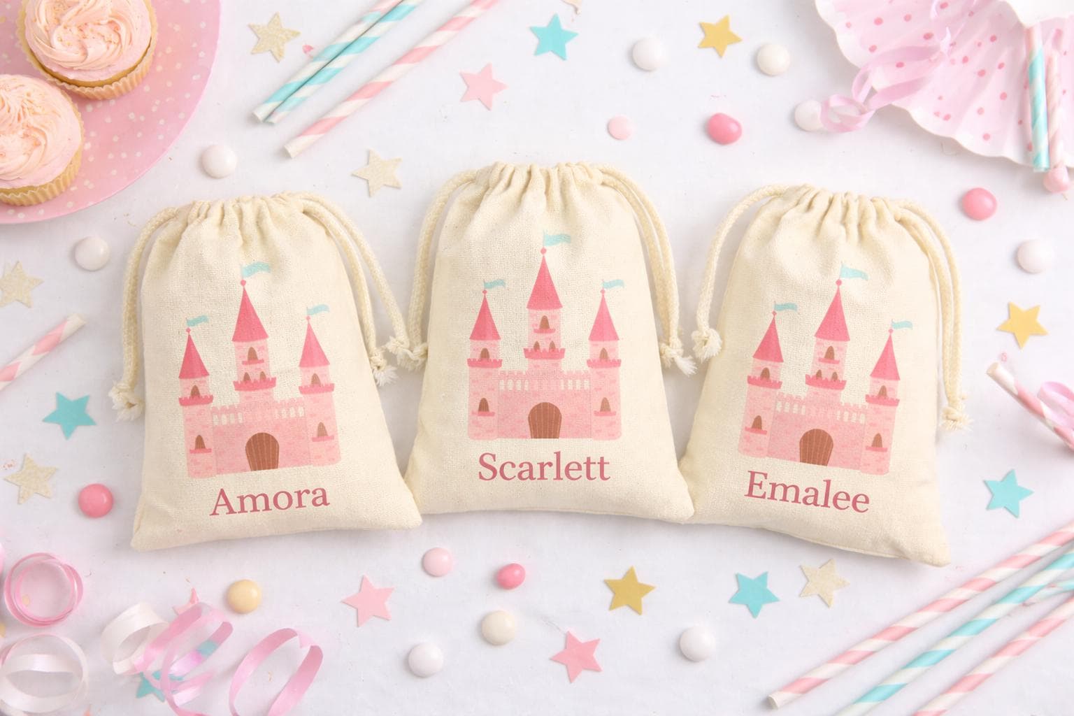Personalized Princess Castle Birthday Party Favor Treat Bags