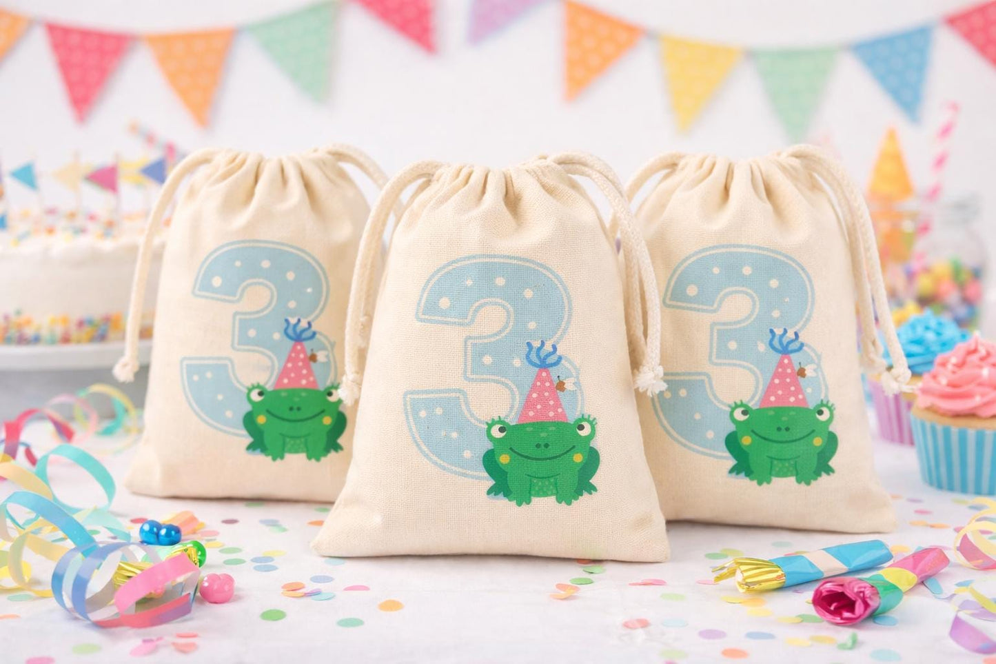 Custom Frog Birthday Party Favor Treat Bags