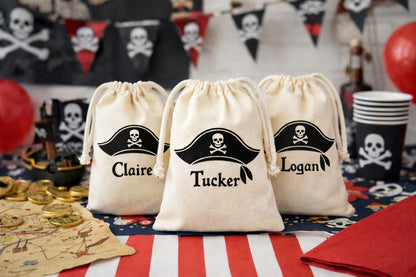 Personalized Pirate Hat Party Favor Bags