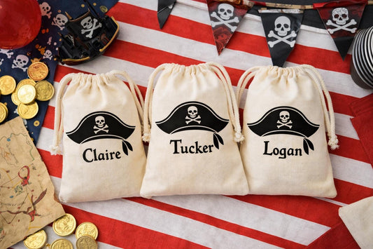 Personalized Pirate Hat Party Favor Bags