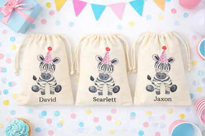 Personalized Zebra Party Favor Treat Goodie Bags
