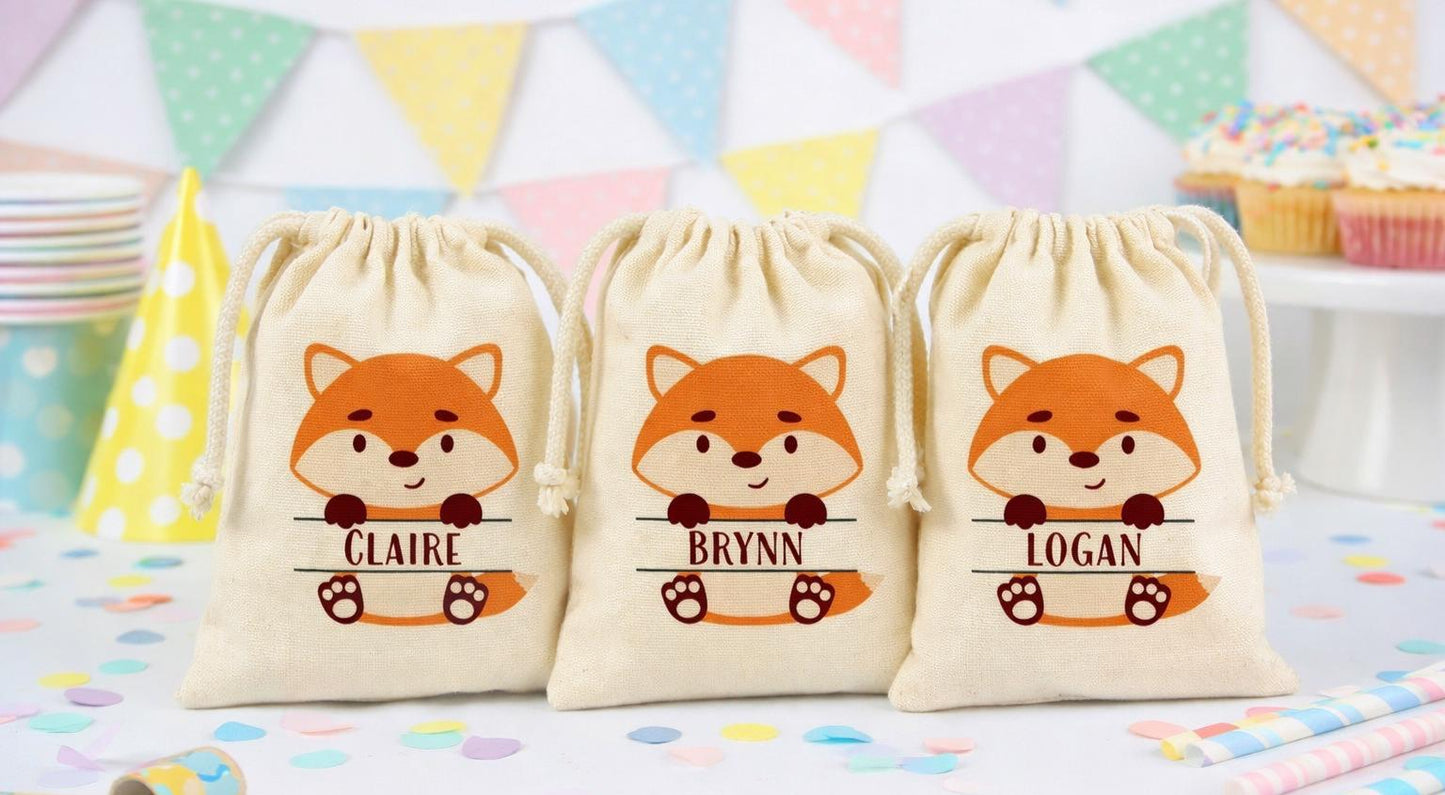 Personalized Fox Party Favor Bags