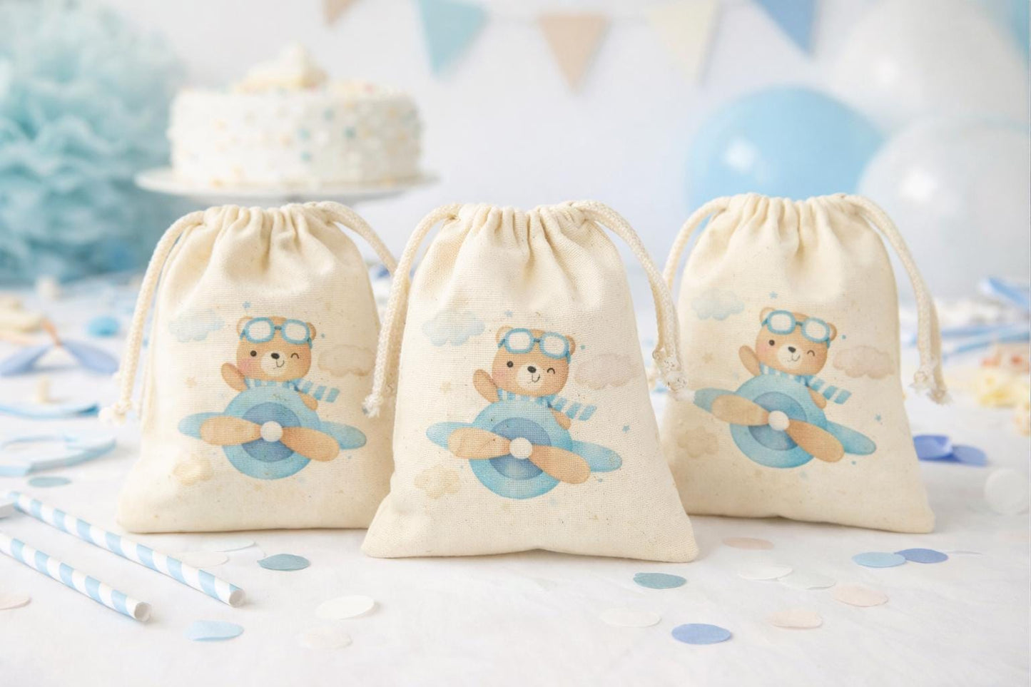 Teddy Bear Airplane Party Favor Bags