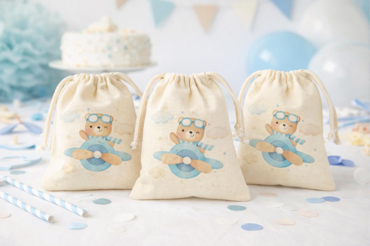 Teddy Bear Airplane Party Favor Bags