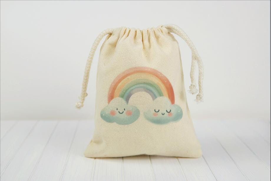 Weather Party Favor Bags – Rainbow Sun Cloud Birthday Goodie Baggies - Set of Three Bags