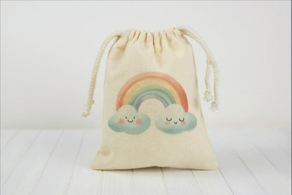 Weather Party Favor Bags – Rainbow Sun Cloud Birthday Goodie Baggies - Set of Three Bags