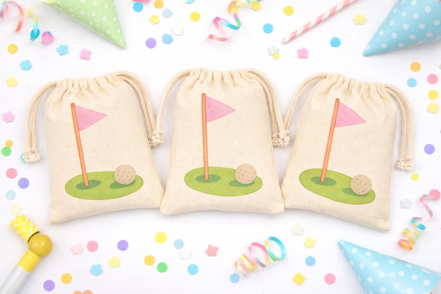 Golf Party Favor Bags - Available in Blue or Pink