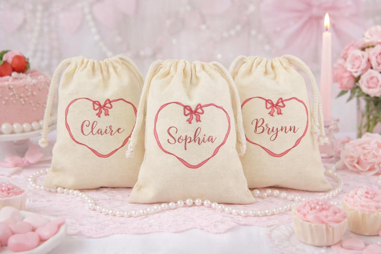 Personalized Coquette Party Favor Bags