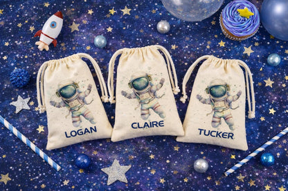 Personalized Astronaut Space Birthday Party Favor Goodie Treat Bags