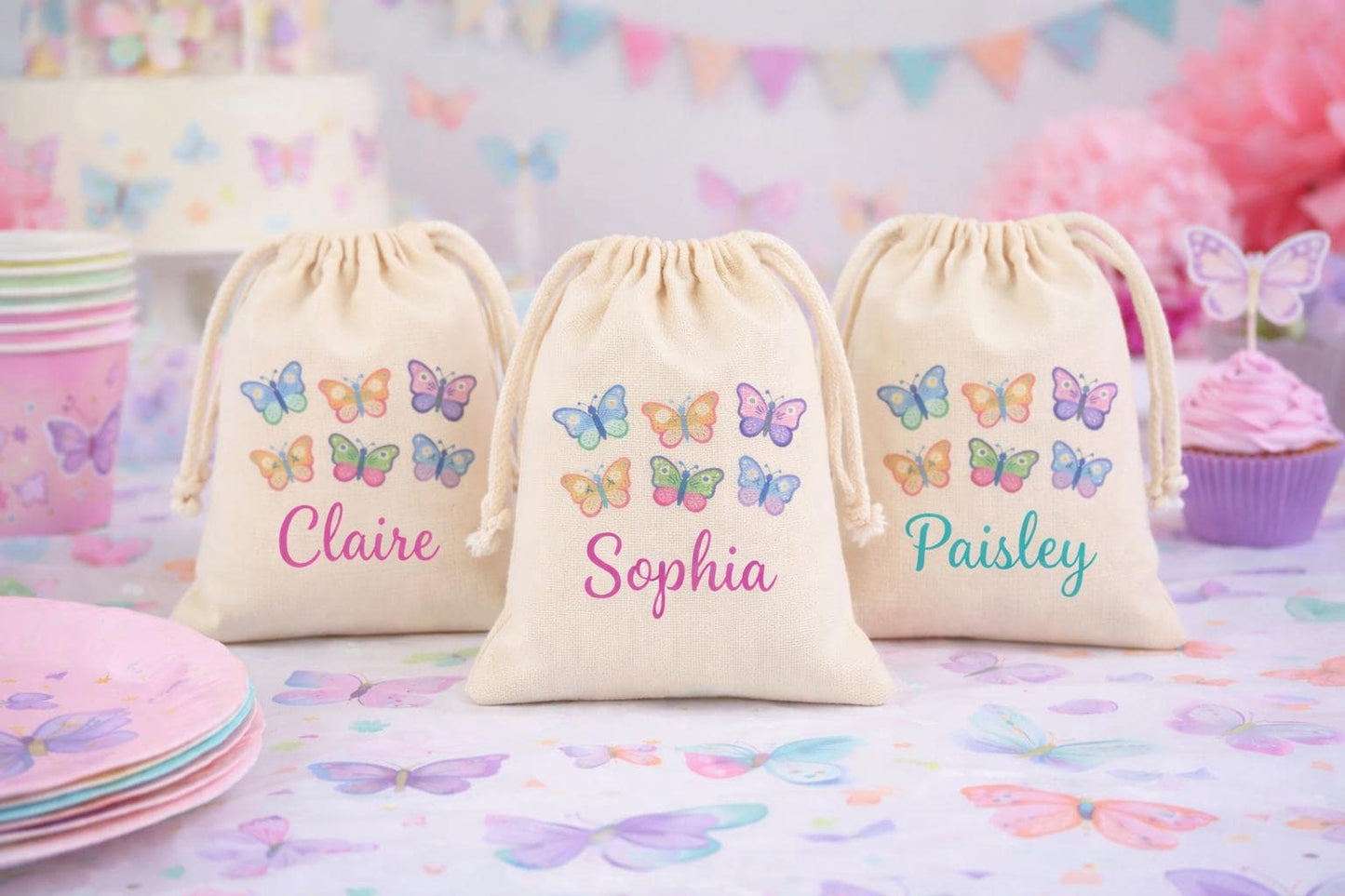 Personalized Butterfly Birthday Party Favor Bags