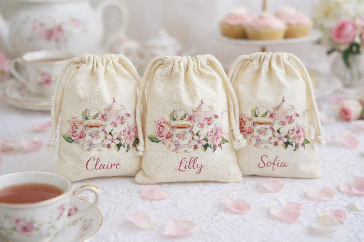 Personalized Tea Party Favor Bags