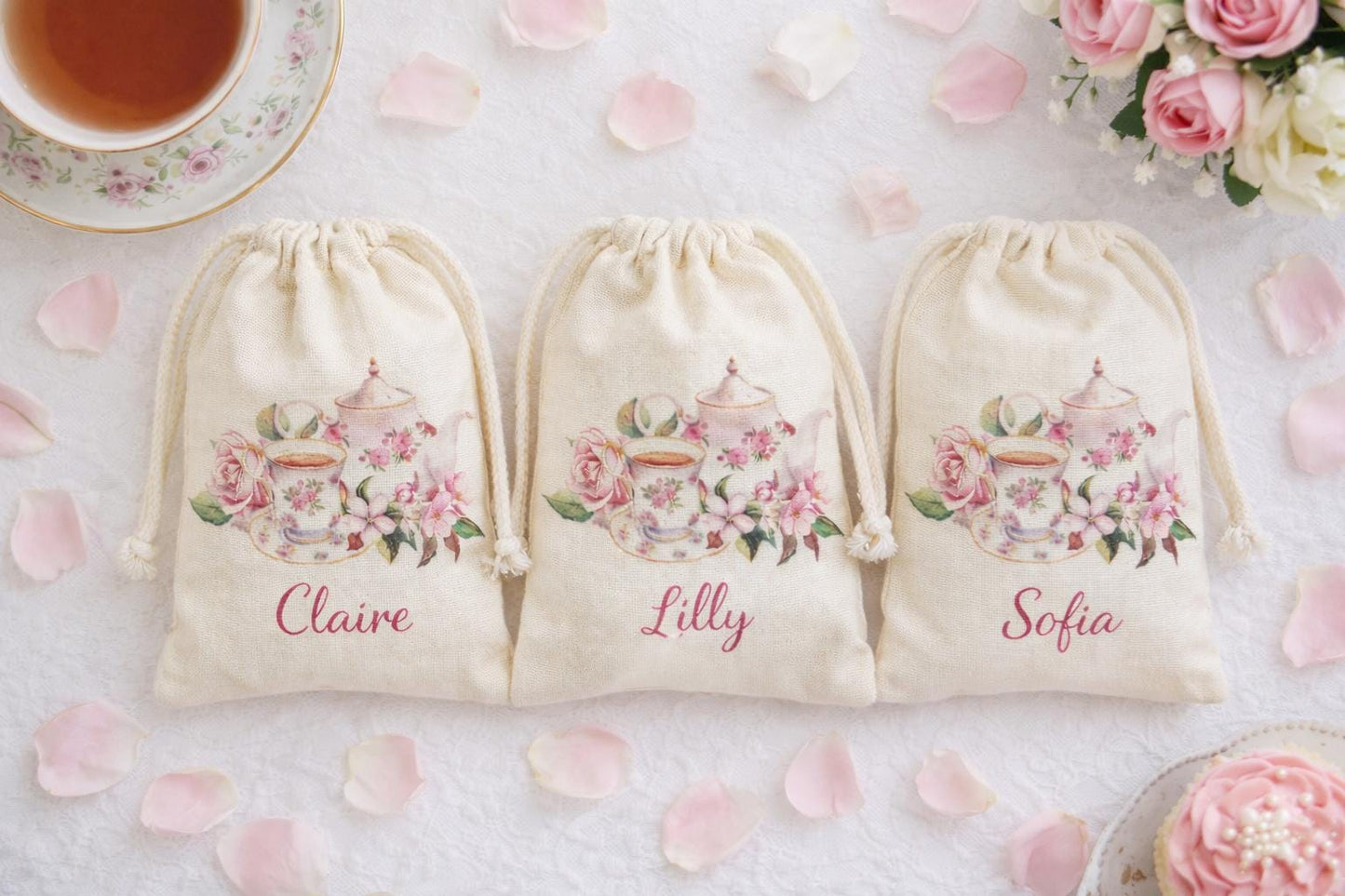 Personalized Tea Party Favor Bags
