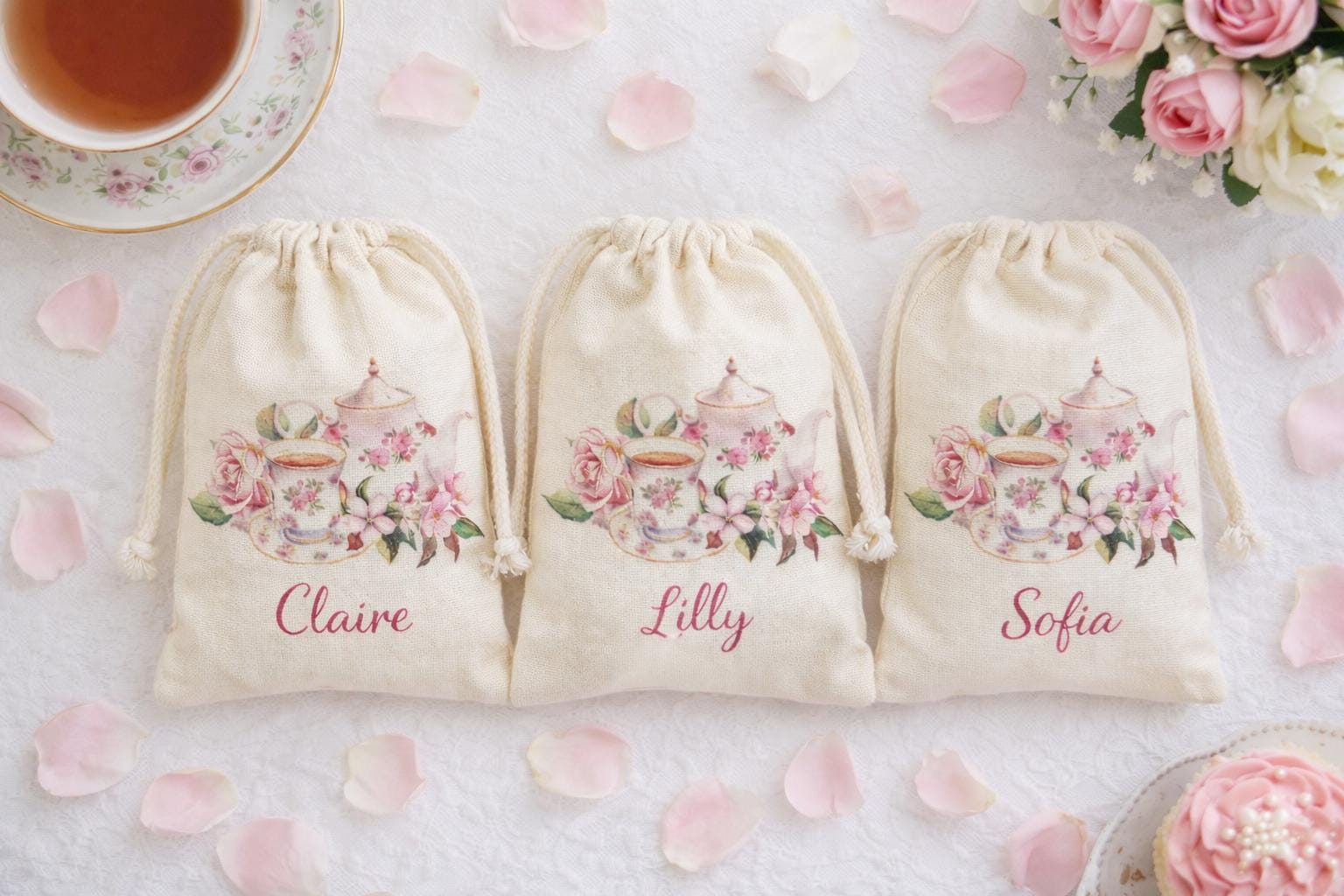 Personalized Tea Party Favor Bags