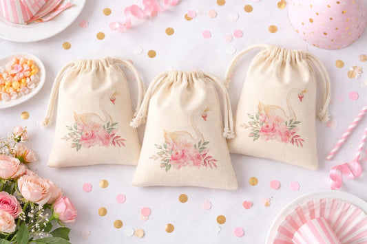 Swan Birthday Party Favor Treat Bags