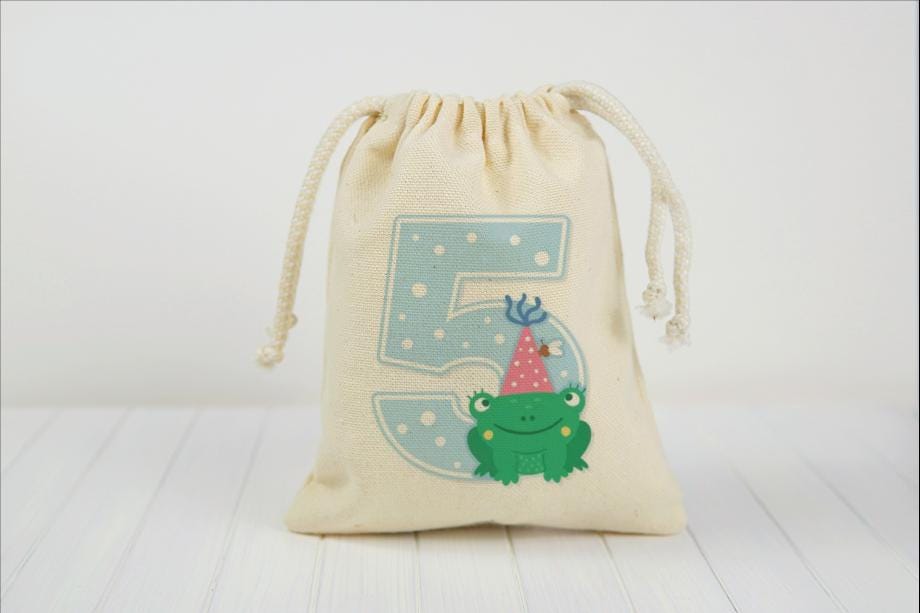 Custom Frog Birthday Party Favor Treat Bags
