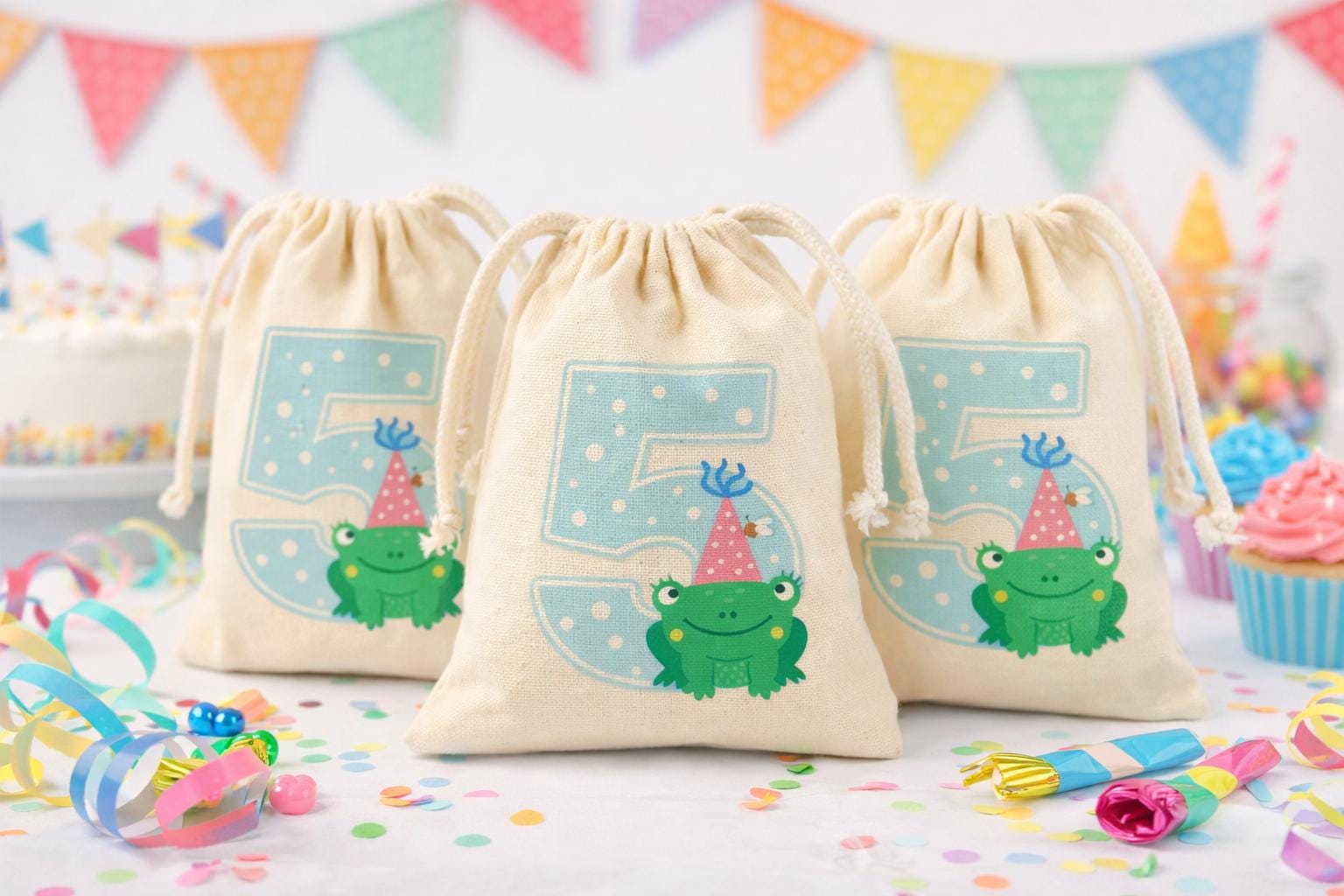Custom Frog Birthday Party Favor Treat Bags