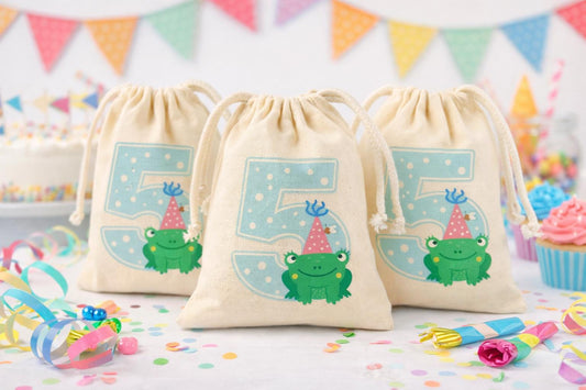 Custom Frog Birthday Party Favor Treat Bags