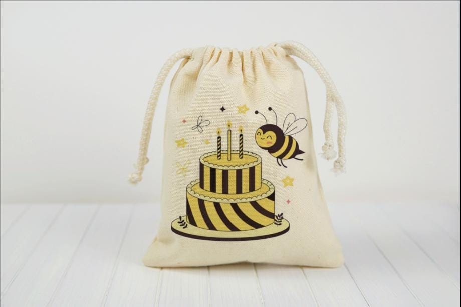 Bee Party Favor Bags: Bee-Day Cotton Treat Bags