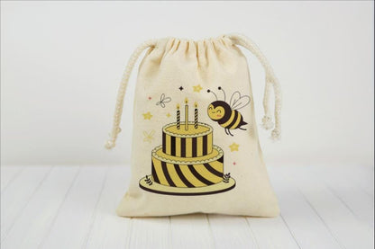 Bee Party Favor Bags: Bee-Day Cotton Treat Bags