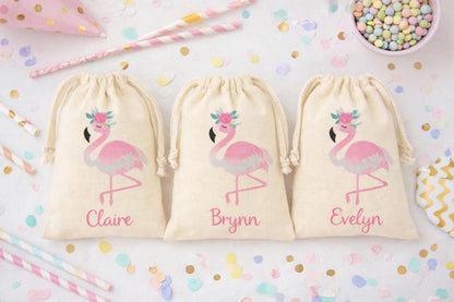 Personalized Flamingo Party Favor Treat Goodie Bags
