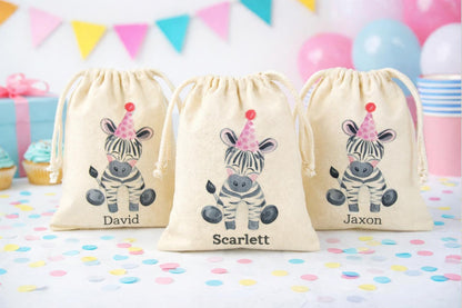 Personalized Zebra Party Favor Treat Goodie Bags