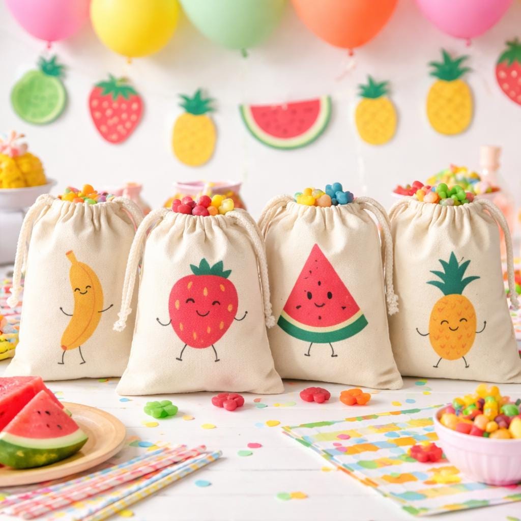 Fruit Party Favor Bags - Set of Four Bags