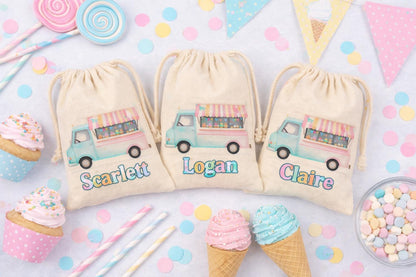 Personalized Ice Cream Truck Party Favor Goodie Treat Bags