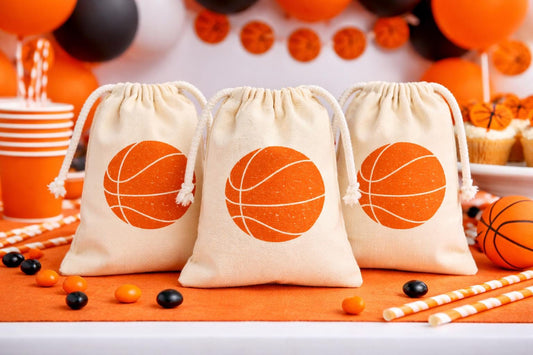 Basketball Party Favor Bags, Reusable Cotton Goodie Bag