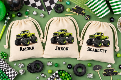 Personalized Monster Truck Party Favor Bags