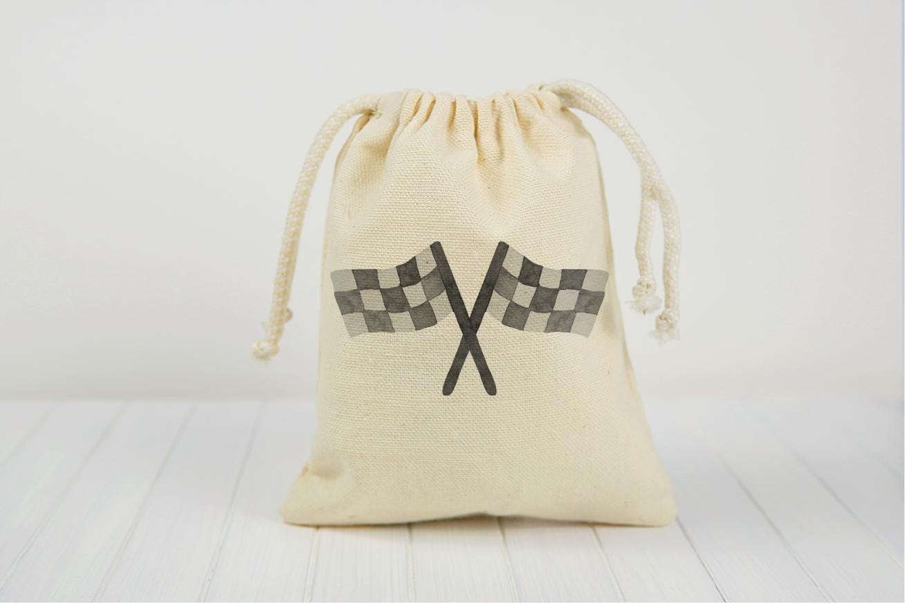 Checkered Flag Race Themed Party Favor Goodie Treat Bag